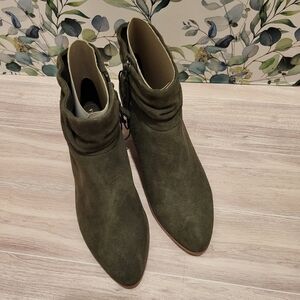 Violet & Red Olive Green Suede Ankle Boots